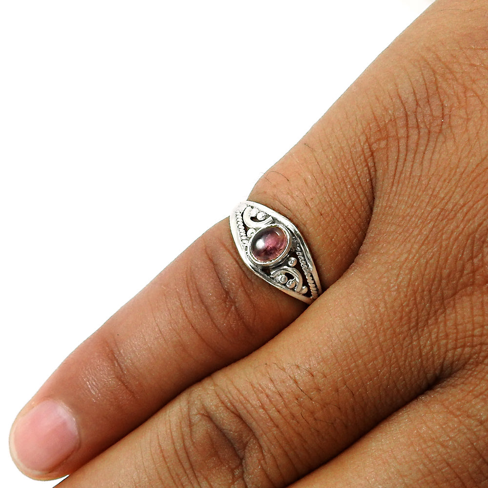 Natural Pink Tourmaline 925 Silver Cocktail Bohemian Ring Gift For Women Girls
