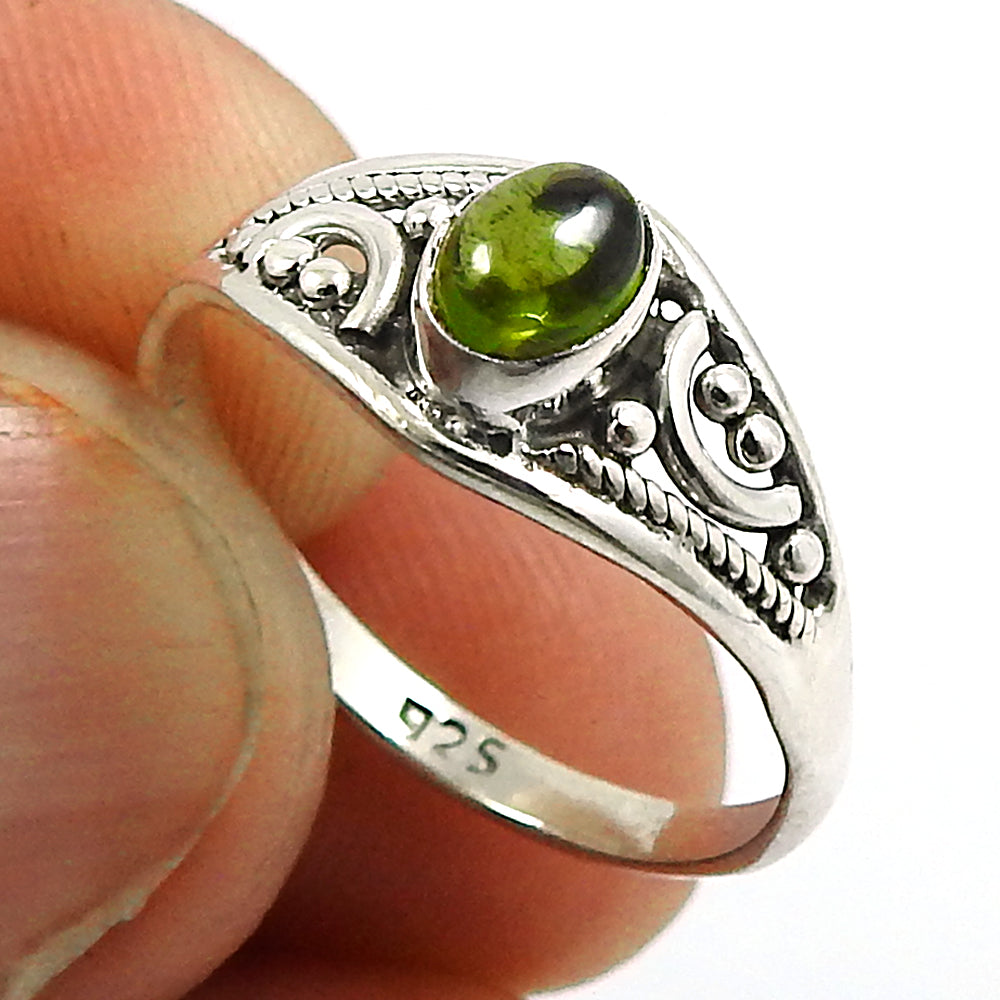 Natural Green Tourmaline Gemstone Ring 925 Silver Handmade Jewelry