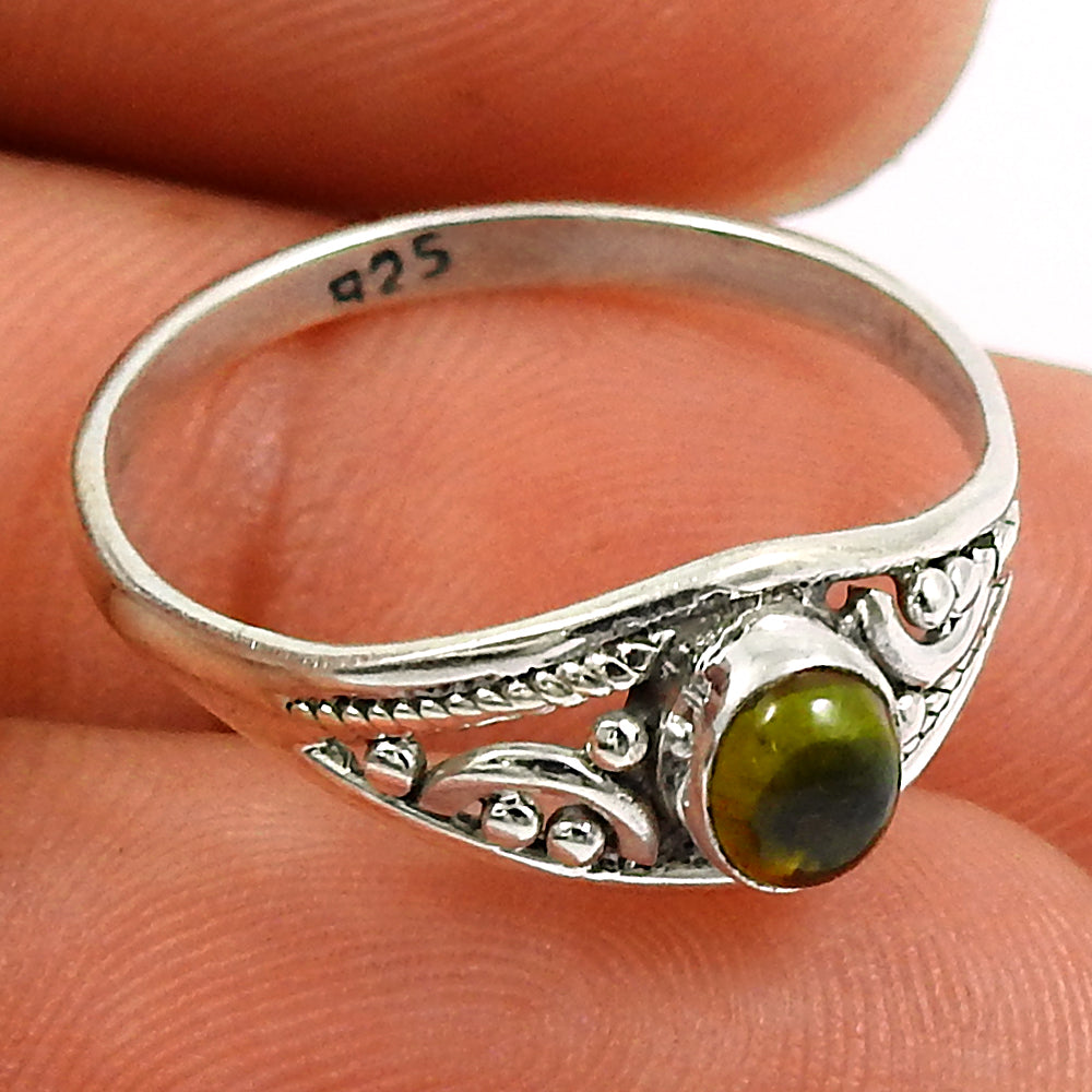 Natural Green Tourmaline Gemstone Ring 925 Silver Handmade Jewelry
