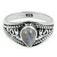 925 Silver Natural Rainbow Moonstone Statement Vintage Ring Q2