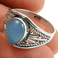 Gift For Woman Natural Chalcedony Statement Boho Ring 925 Silver K11
