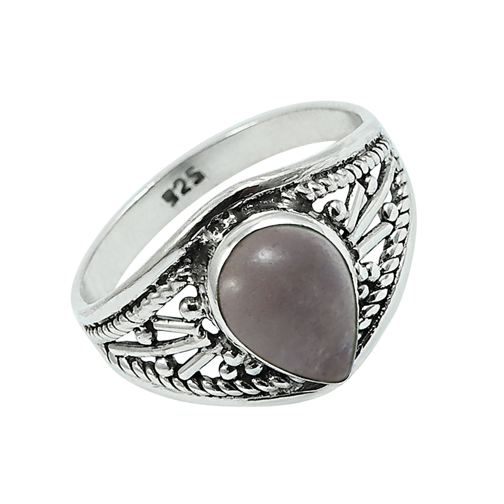 Natural Rose Quartz Gemstone Statement Boho Ring 925 Silver For Women U14