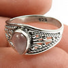 Natural Rose Quartz Gemstone Statement Boho Ring 925 Silver For Women U14