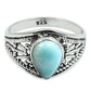 925 Silver Natural Blue Ocean Larimar Gemstone Gorgeous Cocktail Ring M6