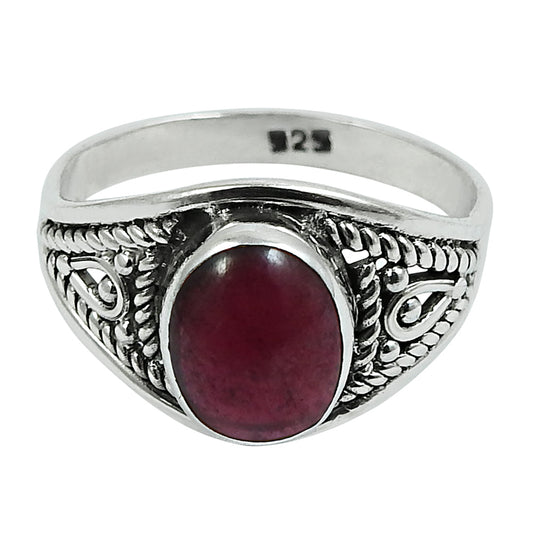 Gift For Woman 925 Silver Natural Garnet Cocktail Boho Ring M1