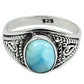 Natural Larimar Gemstone Cocktail Ring 925 Silver Wholesale Jewelry Q2