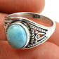 Natural Larimar Gemstone Cocktail Ring 925 Silver Wholesale Jewelry Q2