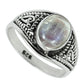 Gift For Her 925 Silver Natural Rainbow Moonstone Cocktail Boho Ring X11