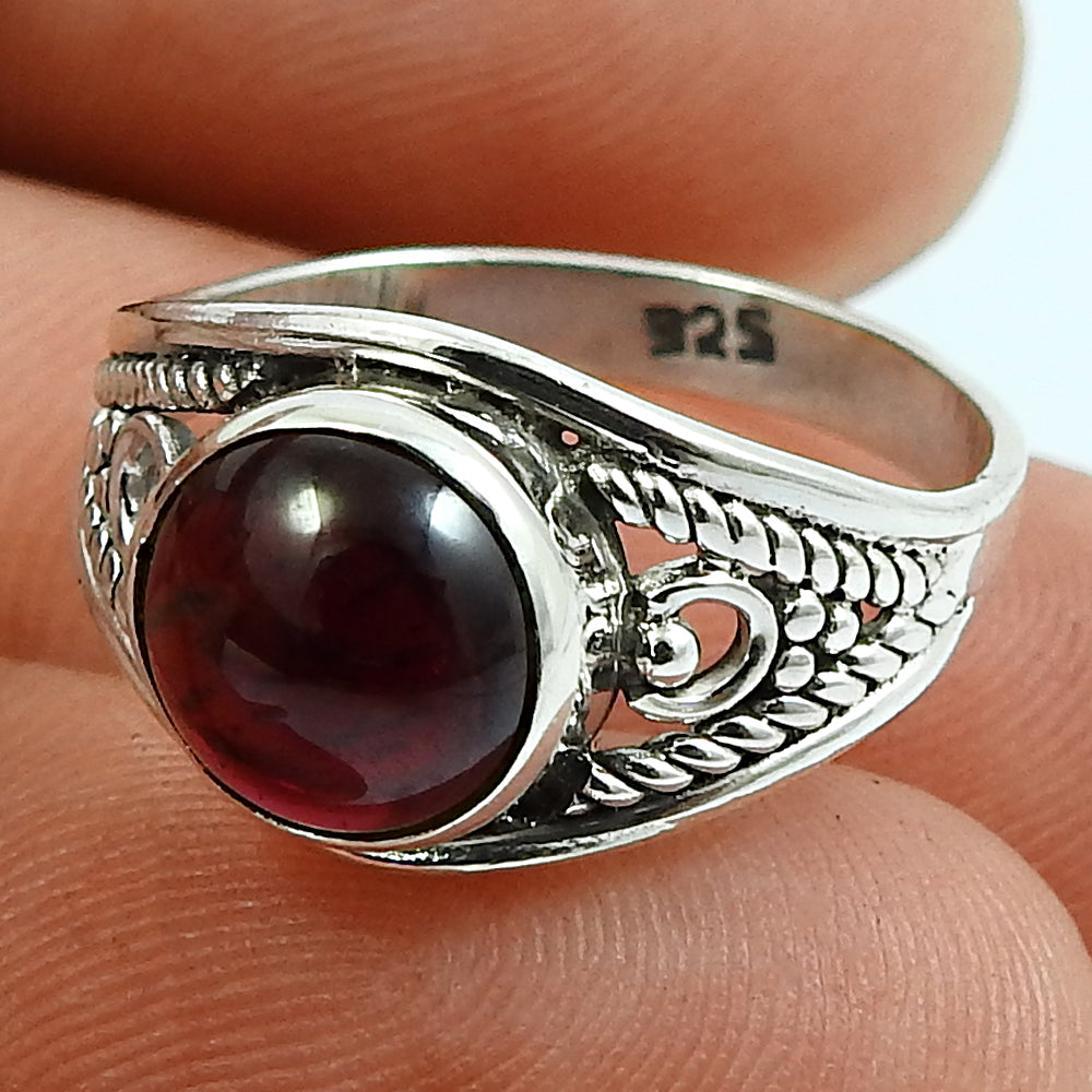 Gift For Woman 925 Silver Natural Garnet Gemstone Cocktail Ring N1