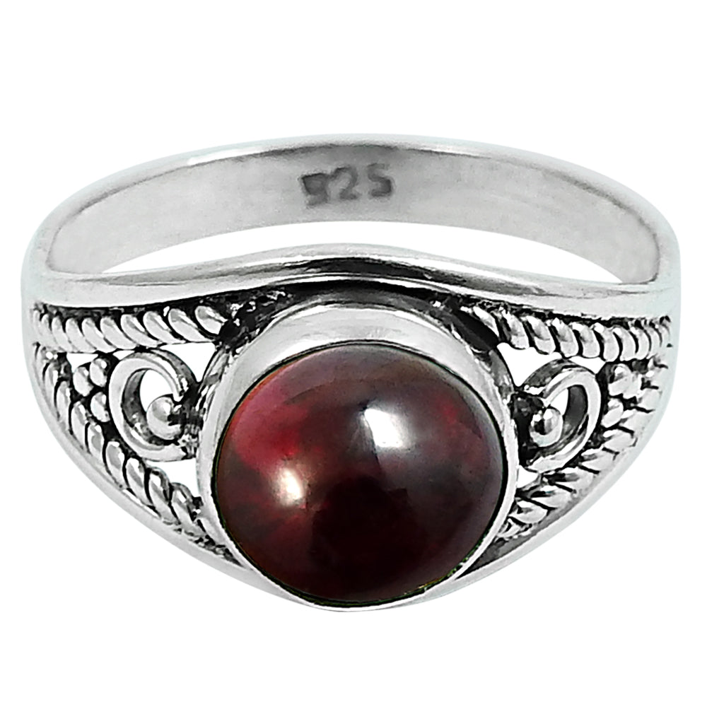 Gift For Woman 925 Silver Natural Garnet Gemstone Cocktail Ring N1