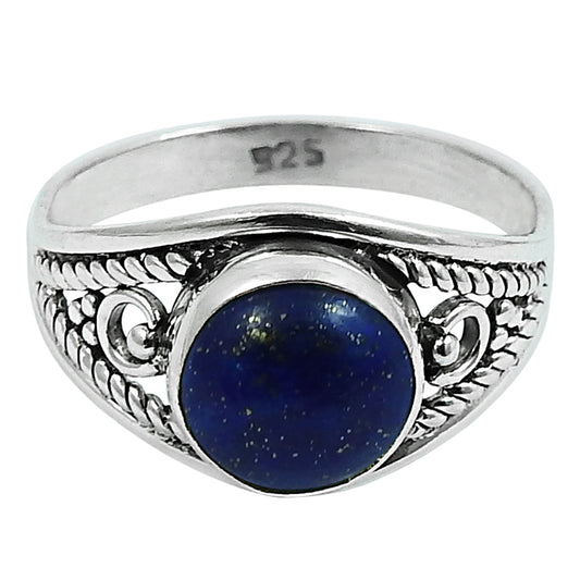 Gift For Woman Natural Lapis Lazuli Gemstone Ring 925 Silver Jewelry