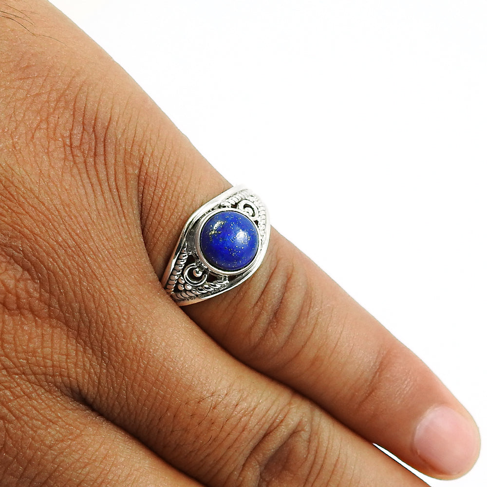 Gift For Woman Natural Lapis Lazuli Gemstone Ring 925 Silver Jewelry