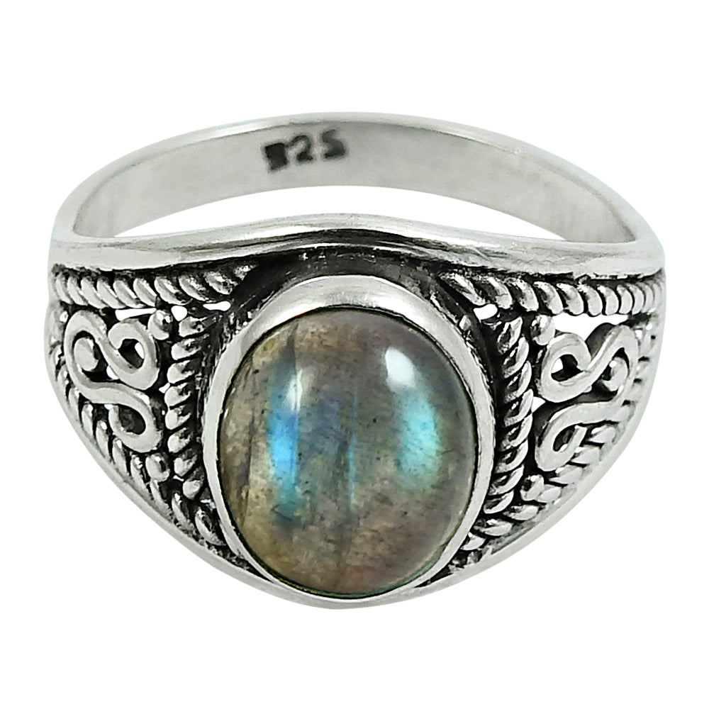 Gift For Woman 925 Silver Natural Labradorite Statement Ring Z14