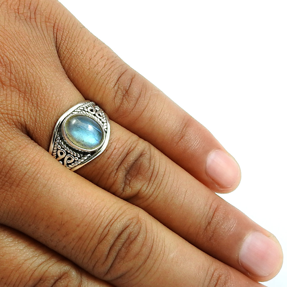 Gift For Woman 925 Silver Natural Labradorite Statement Ring Z14