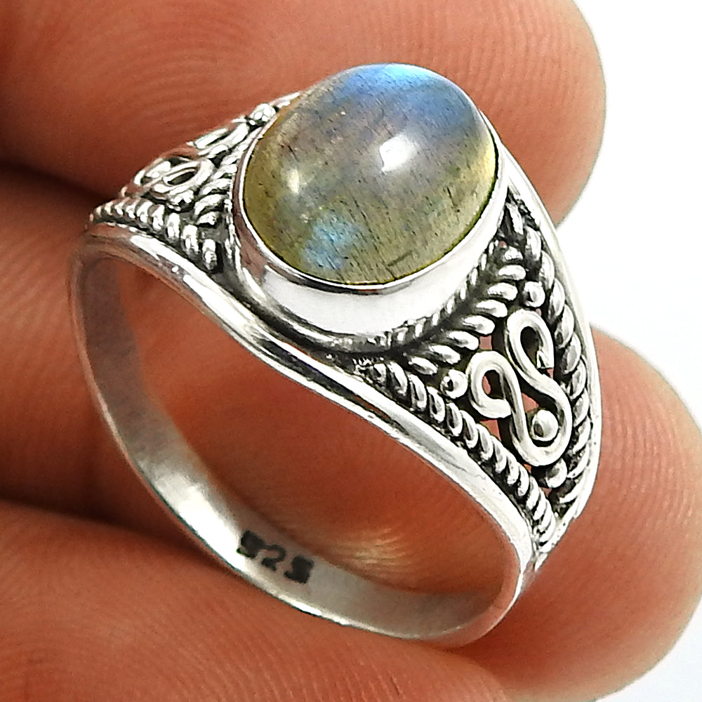 Gift For Woman 925 Silver Natural Labradorite Statement Ring Z14