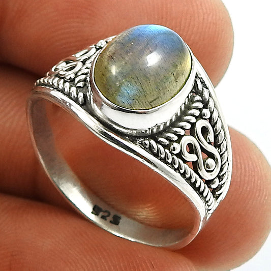 Gift For Woman 925 Silver Natural Labradorite Statement Ring Z14