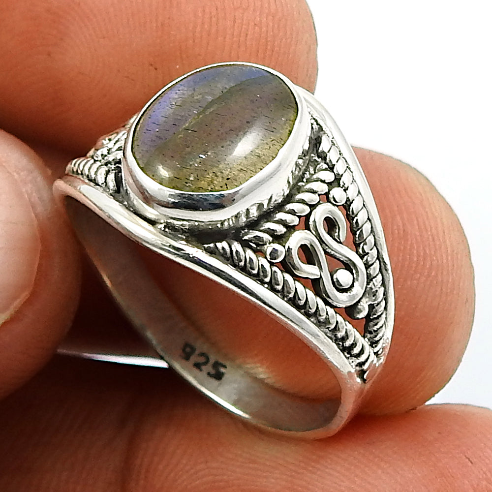 Gift For Woman 925 Silver Natural Labradorite Statement Ring Z14