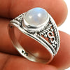 Natural Rainbow Moonstone Statement Ethnic Ring 925 Silver For Women S11