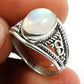 Natural Rainbow Moonstone Statement Ethnic Ring 925 Silver For Women S11