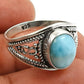 Natural Larimar Cocktail Ring 925 Sterling Silver Handmade Jewelry D7