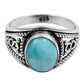 Natural Larimar Cocktail Ring 925 Sterling Silver Handmade Jewelry D7