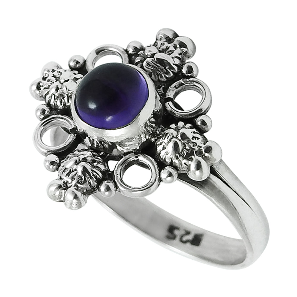 Natural Amethyst Gemstone Cocktail Vintage Ring 925 Silver For Girls T11