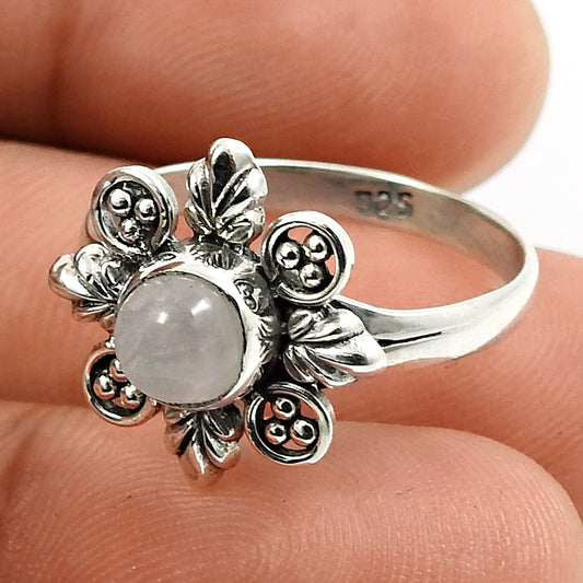 Natural Rainbow Moonstone Sterling Silver New Cocktail Mother Tribal Ring