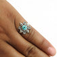Gift For Woman Natural Turquoise Cocktail Vintage Ring 925 Silver F7
