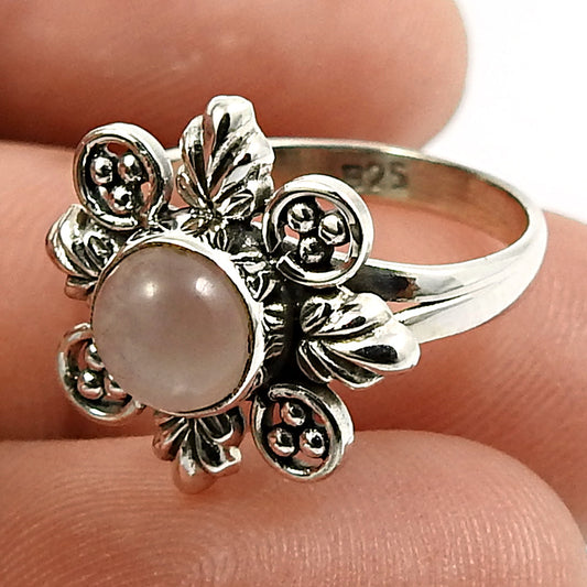 Natural Rose Quartz 925 Silver Statement Tribal Ring For Women M15