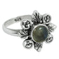 Gift For Woman Natural Labradorite Solitaire Trendy Ring 925 Silver N5