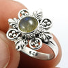 Gift For Woman Natural Labradorite Solitaire Trendy Ring 925 Silver N5