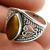 Gift For Her 925 Silver Stress Relief Natural Tiger Eye Statement Ring
