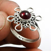 Natural Garnet Gemstone Statement Vintage Red Ring 925 Sterling Silver P1