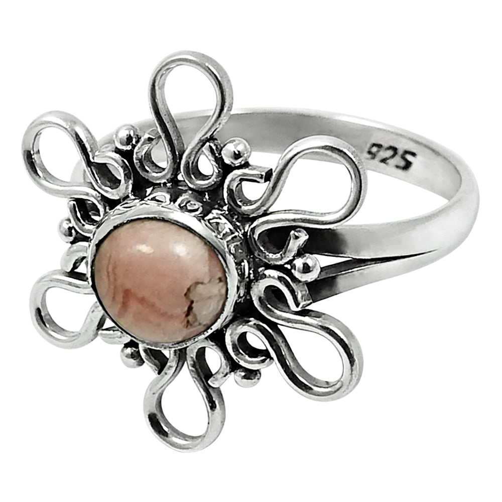 Gift For Woman 925 Silver Natural Rhodochrosite Solitaire Ring C28