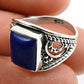 Statement Bohemian Ring 925 Silver Natural Lapis Lazuli D28