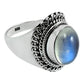 Natural Rainbow Moonstone Statement Ethnic Ring 925 Silver M1