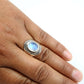 Natural Rainbow Moonstone Statement Ethnic Ring 925 Silver M1