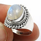 Natural Rainbow Moonstone Statement Ethnic Ring 925 Silver M1