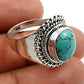 Natural Turquoise Ocean Gemstone 925 Silver Statement Ring Woman Gift M7