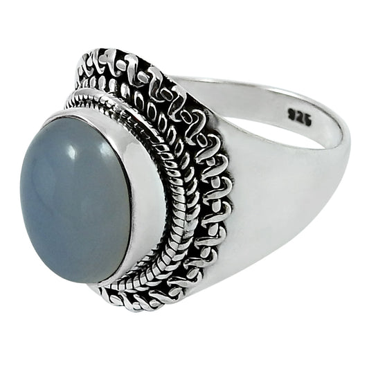 Natural Chalcedony Gemstone Statement Boho Ring 925 Sterling Silver T20