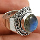 Natural Labradorite Gemstone 925 Silver Cocktail Ring For Girls Z20
