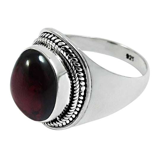 Natural Garnet Gemstone 925 Silver Cocktail Vintage Ring For Girls Q1
