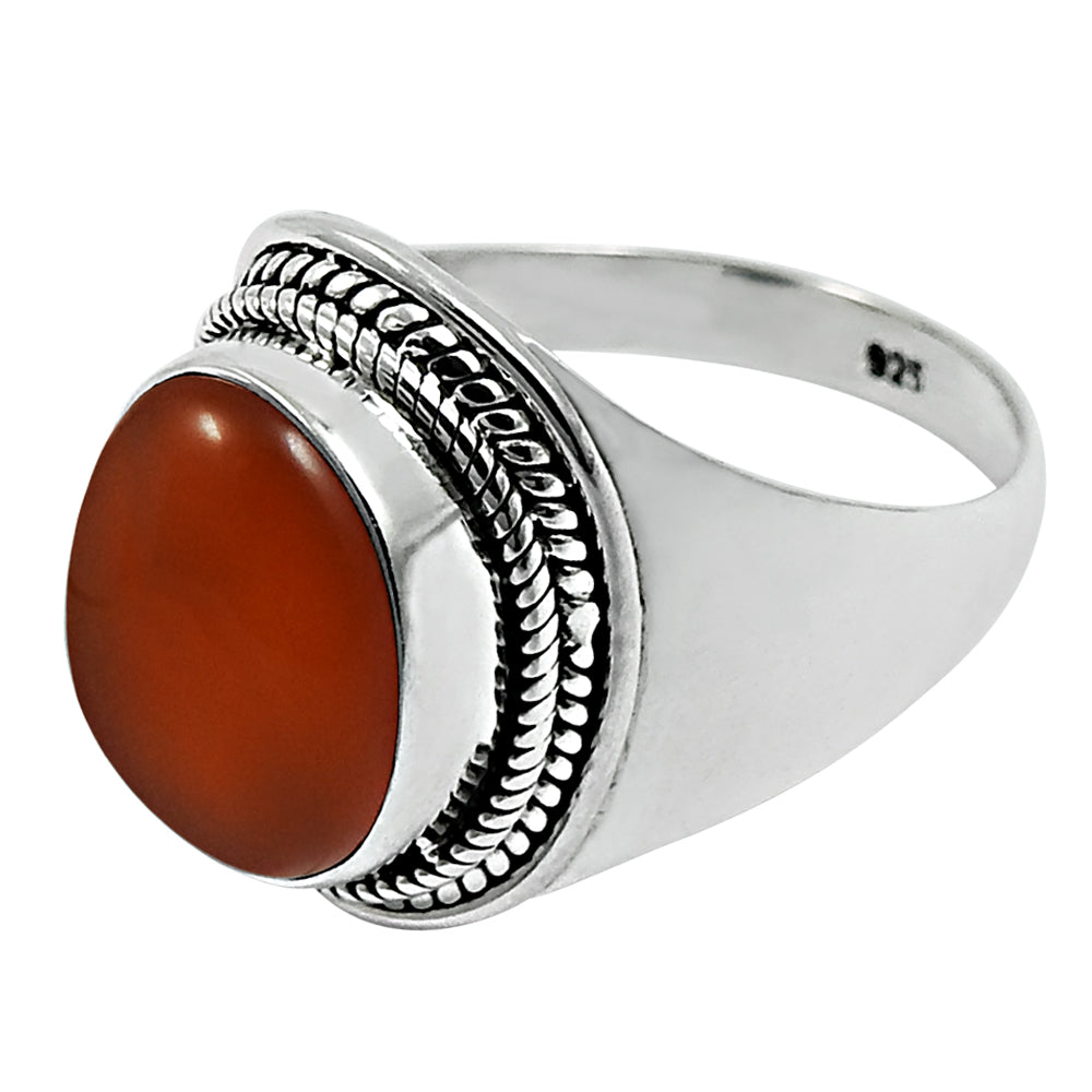 Birthday Gift For Her Natural Carnelian Cocktail Boho Ring 925 Silver A20