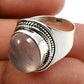 Natural Rose Quartz Solitaire Bohemian Ring 925 Silver For Women B20
