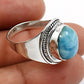 Natural Larimar Gemstone 925 Silver Statement Ethnic Ring For Girls X15