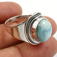 Natural Larimar Gemstone 925 Silver Statement Ethnic Ring For Girls X15