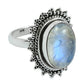 Gift For Her 925 Silver Natural Rainbow Moonstone Statement Ring S21