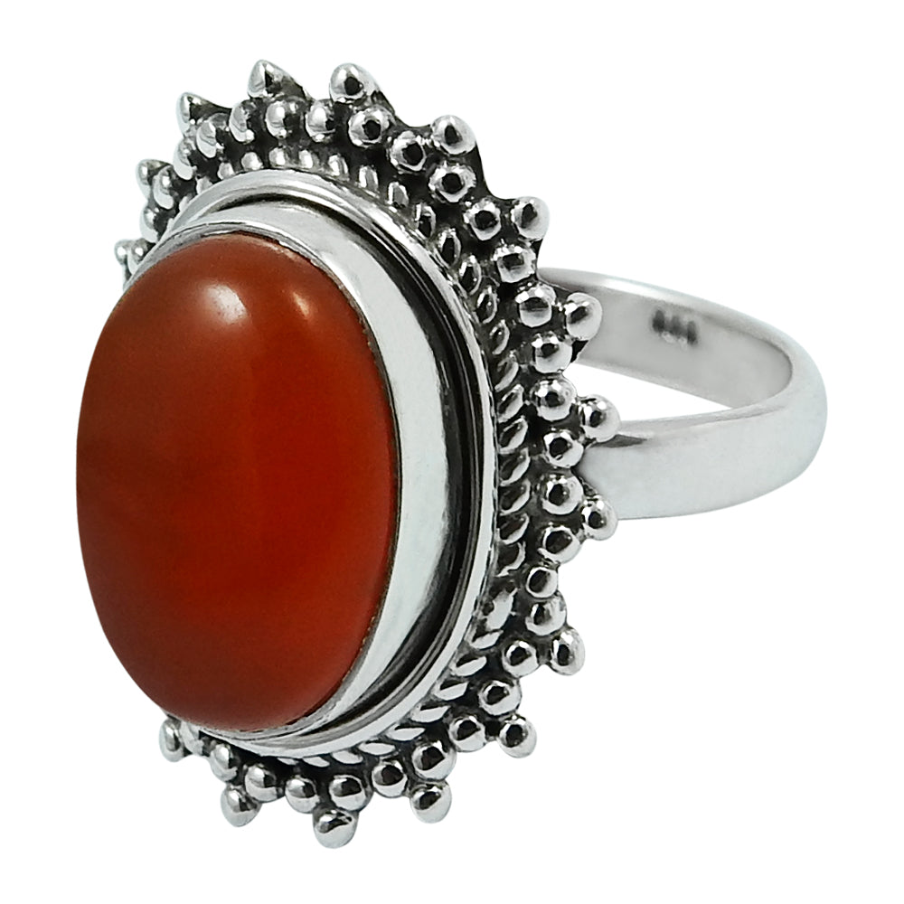 Gift For Her Natural Carnelian Statement Ring 925 Sterling Silver Z21