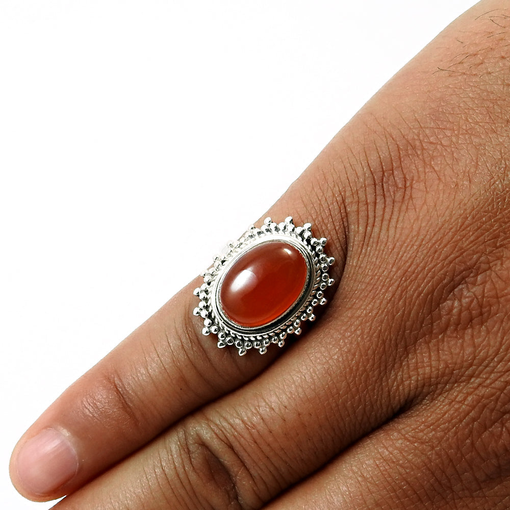 Gift For Her Natural Carnelian Statement Ring 925 Sterling Silver Z21