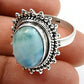 Gift For Her Natural Larimar Cocktail Ring 925 Sterling Silver R21